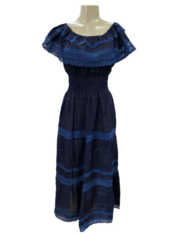 Adalia Maxi Dress Navy Elegant Boho Maxi Dress