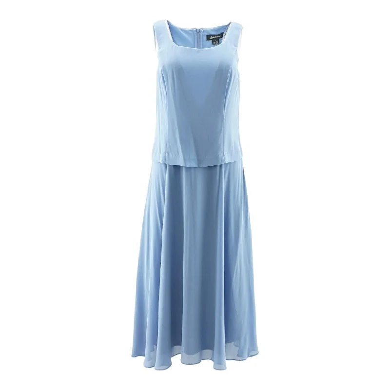 Blue Solid Maxi Dress Elegant Maxi Dress with Drapes