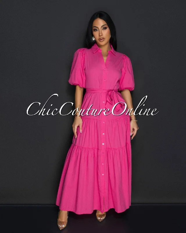 Diani Fuchsia Ruffle Maxi Dress Elegant Wraparound Maxi Dress