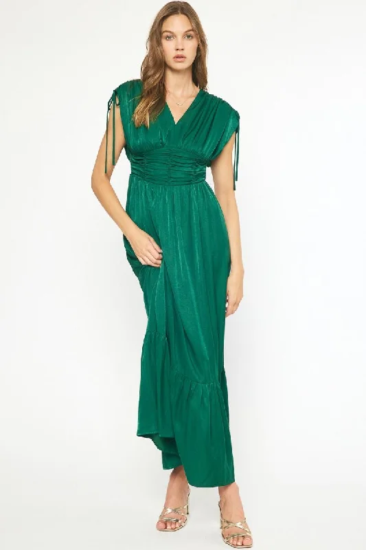 Elegant Ruffle Empire Maxi Dress Trendy Maxi Dress with Belt