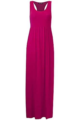 Fashion Star Womens Ladies Pockets Jersey Long Vest Sleeveless Racer Muscle Back Maxi Dress Elegant Floral Maxi Dress