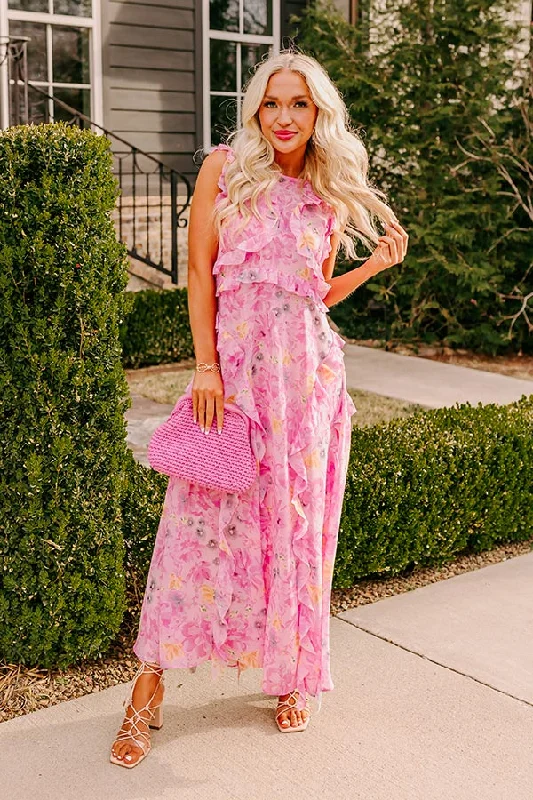 Floral Dreams Ruffle Maxi Dress Casual Maxi Dress with Pockets