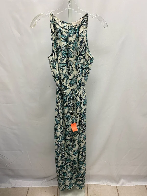 LOFT Size 2 Teal Paisley Maxi Dress Comfortable Ruffle Hem Maxi Dress