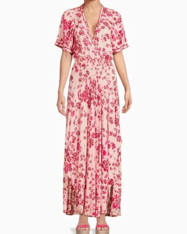 Mabelle Floral Surplice Maxi Dress Comfortable Plunging Neckline Maxi Dress