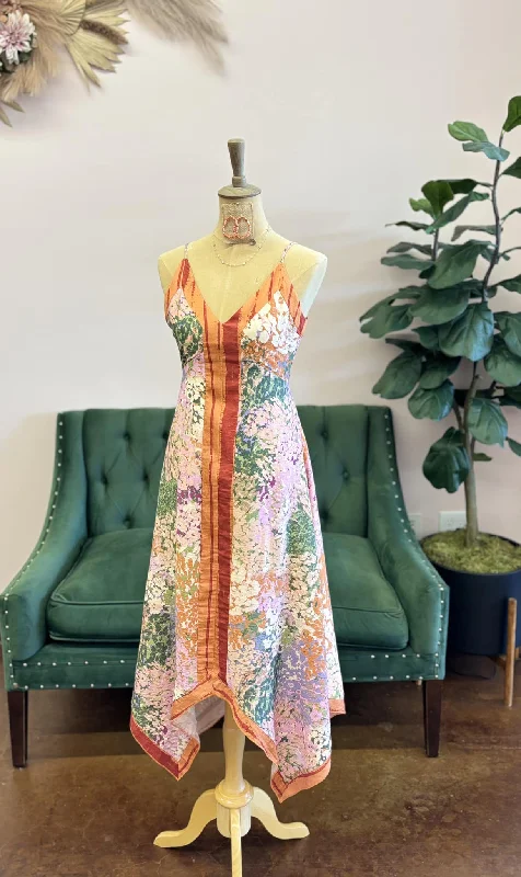 Orange Multi Abstract Floral Maxi Dress Cozy Spaghetti Strap Maxi Dress