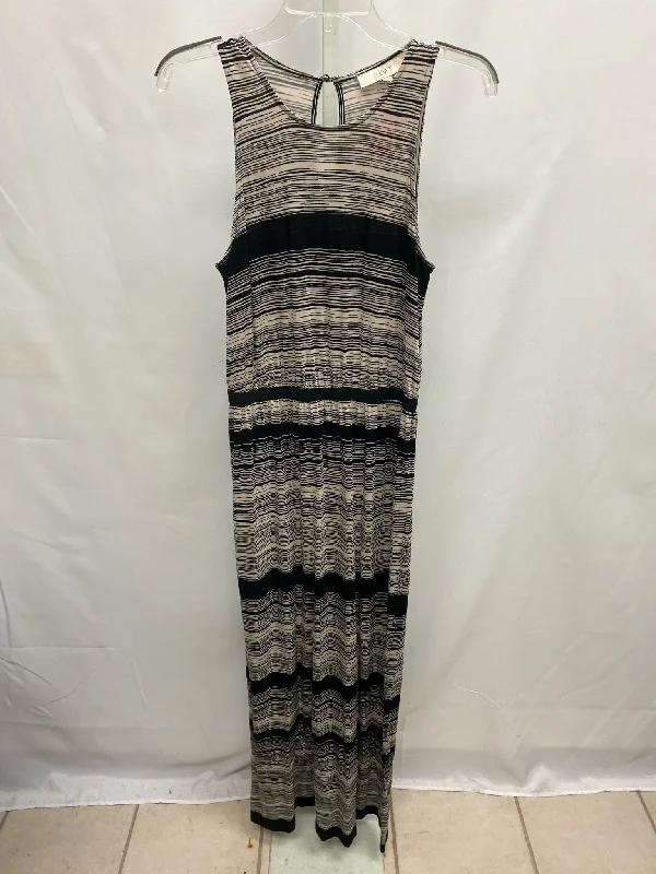 Size Small LOFT Black/taupe Maxi Dress Elegant Maxi Dress with Pockets