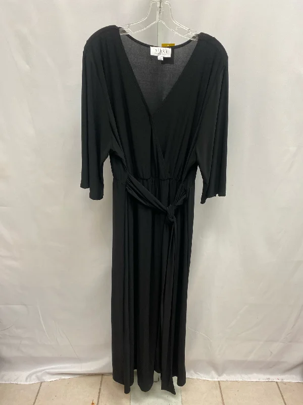 Size XL nikki poulos Black Maxi Dress Comfortable Maxi Dress with Sleeves