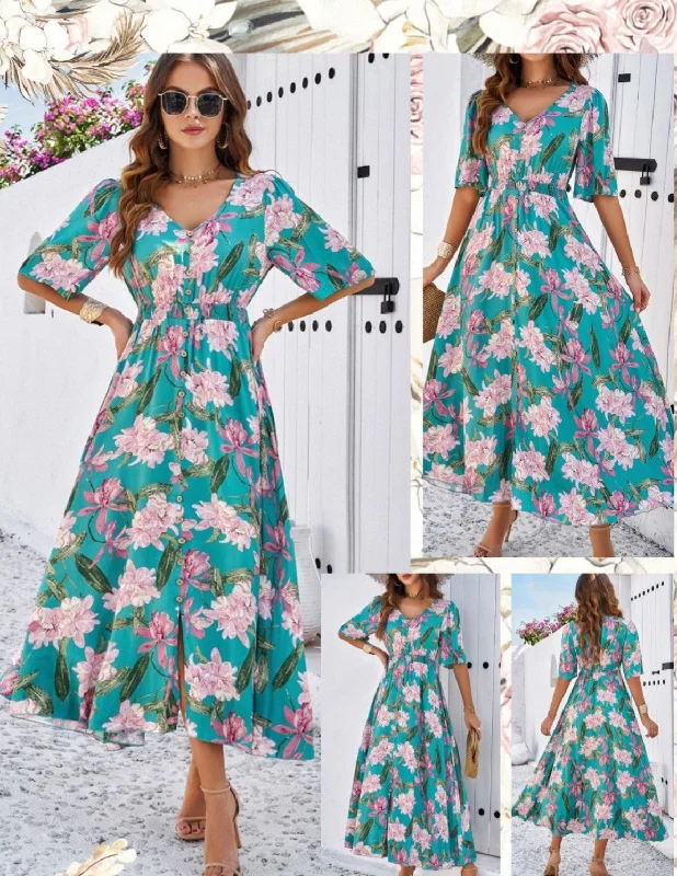 SPRING FLORAL MAXI DRESS Chic Summer Maxi Dress