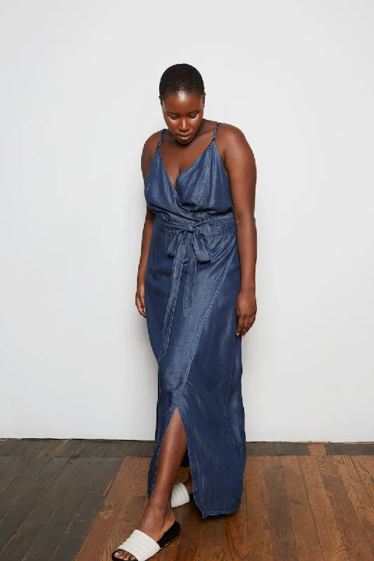 Standards & Practices - Jodi Denim Maxi Dress Stylish Long Sleeve Maxi Dress