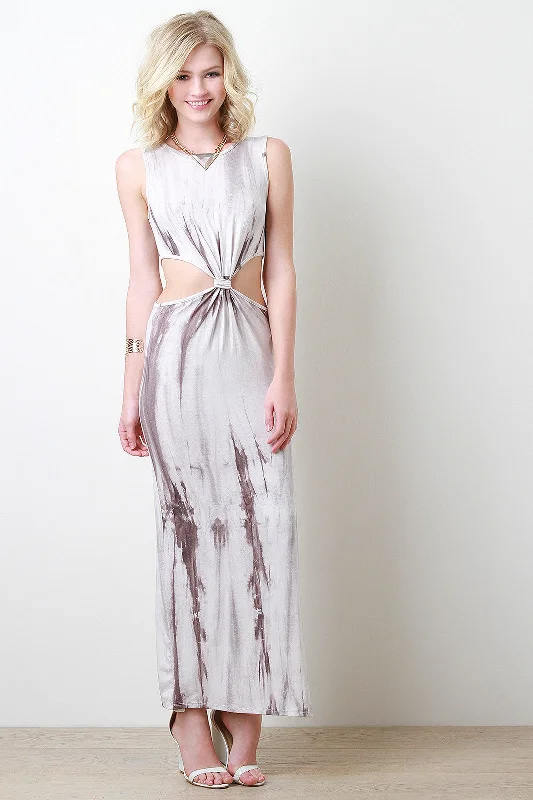 Knotted Tie Dye Maxi Dress Fashionable Sleeveless Maxi Dress