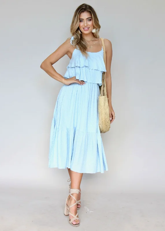 Victoria Falls Maxi Dress - Blue Fashionable Off-Shoulder Maxi Dress