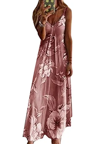 YMING Women's Gradient Holiday Dress, Sleeveless Casual Dress, Maxi Dress, XS - 4XL - - XXL Chic Summer Floral Maxi Dress