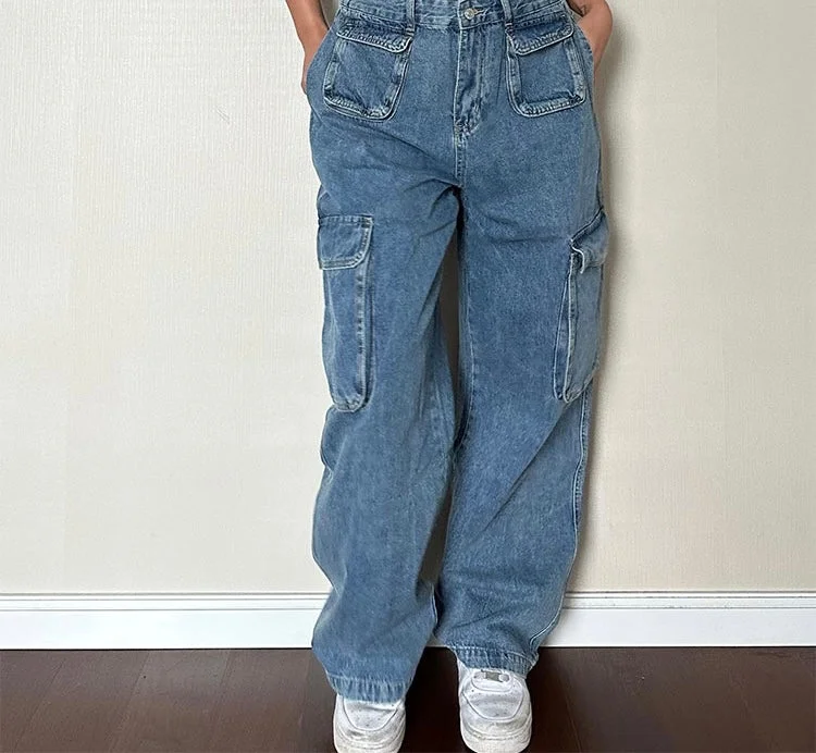 Bailey Vintage Straight Leg High Waist Multi-pocket Cargo Pants Slim Fit Casual Pants Bailey Vintage Straight Leg High Waist Multi-pocket Cargo Pants Slim Fit Casual Pants