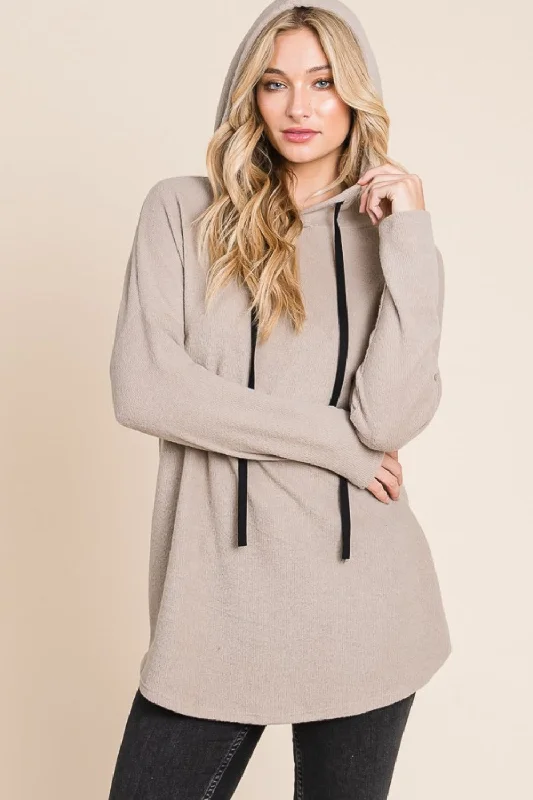 BOMBOM Contrast Drawstring Drop Shoulder Knit Hoodie Hoodie with Button Placket Classic Preppy BOMBOM Contrast Drawstring Drop Shoulder Knit Hoodie Hoodie with Button Placket Classic Preppy