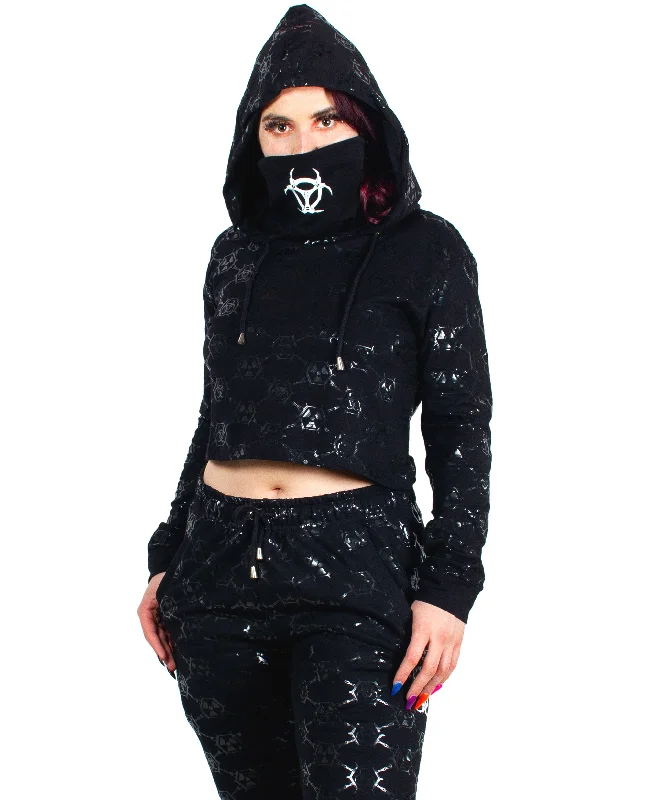 CROP FUTURE HOODIE TOXIC MONOGRAM Hoodie with Elastic Waist Stretchable Comfortable