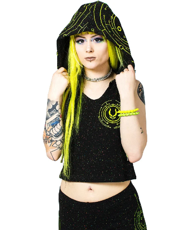 CROP VEST HOODIE TECFACE Hoodie with Cropped Fit Short Trendy
