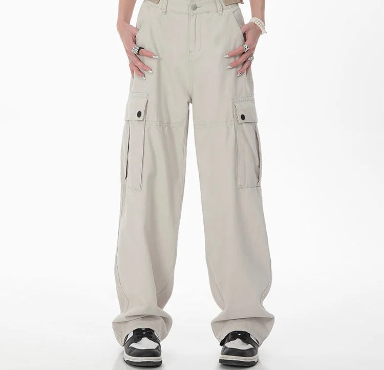 Henna Straight Leg High Waist Cargo Multi-Pocket Pants Soft Stretch Leggings