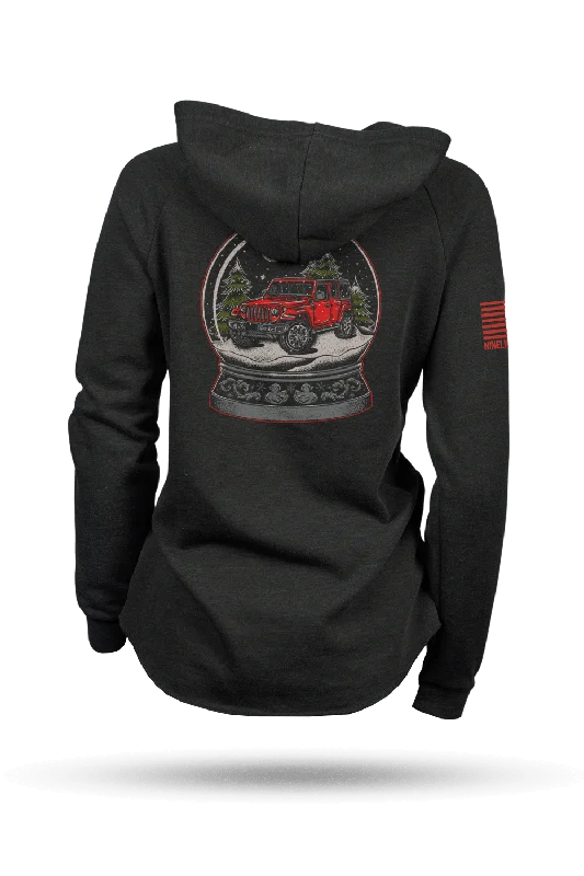 Globe Off Road - Women's Hoodie Hoodie with Tied Waist Feminine Flattering