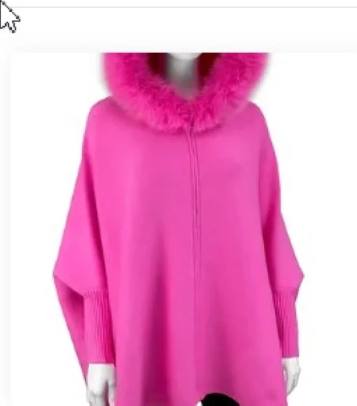Mitchie's Matchings Women's Zip Up Hoodie with Fox Fur Trim Hoodie with Drop Shoulder Relaxed Streetwear