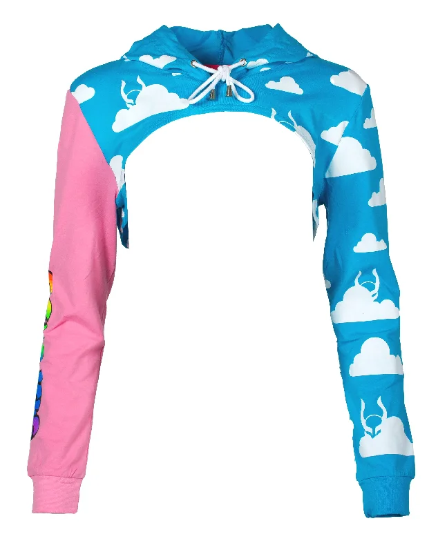 SUPER CROP HOODIE CLOUD PLAI Hoodie with Bell Sleeves Flared Feminine