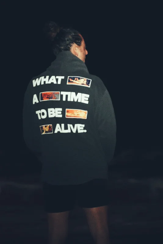 'What a Time' Hoodie Hoodie with Tied Waist Feminine Flattering