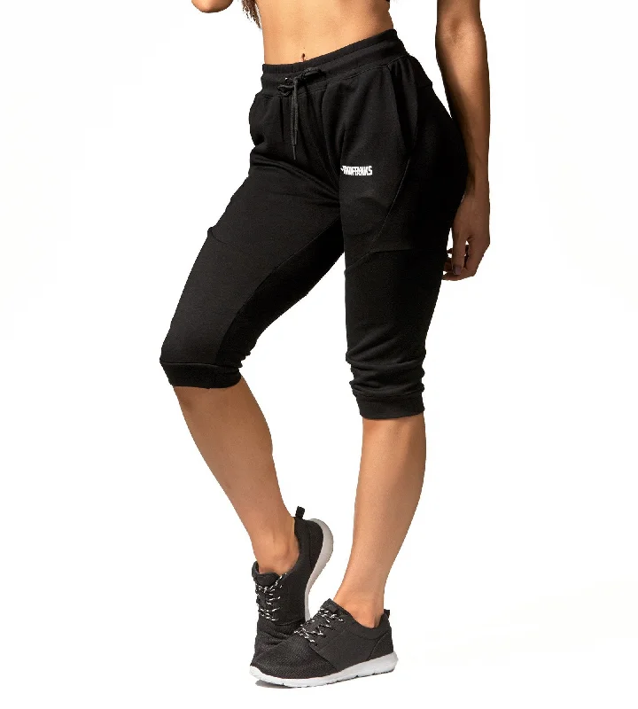 Womens Fusion 3/4 Gym Pants - Flux Black Comfortable Pleated Pants