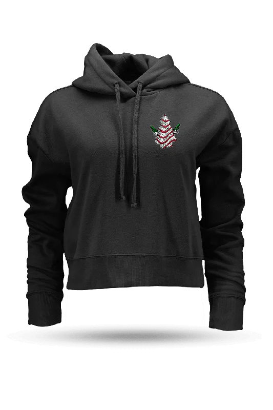 Cake Tree - Women's Boxy Hoodie Hoodie with Double Zipper Versatile Adjustable