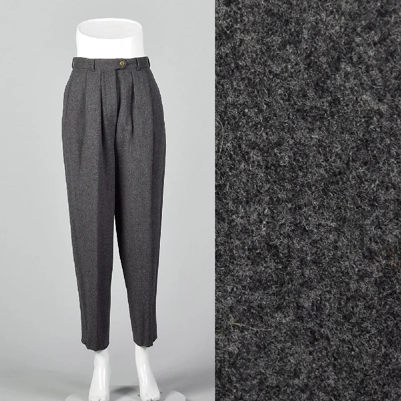 1990s Giorgio Armani Soft Wool Blend Pants Chic Slim Fit Pants