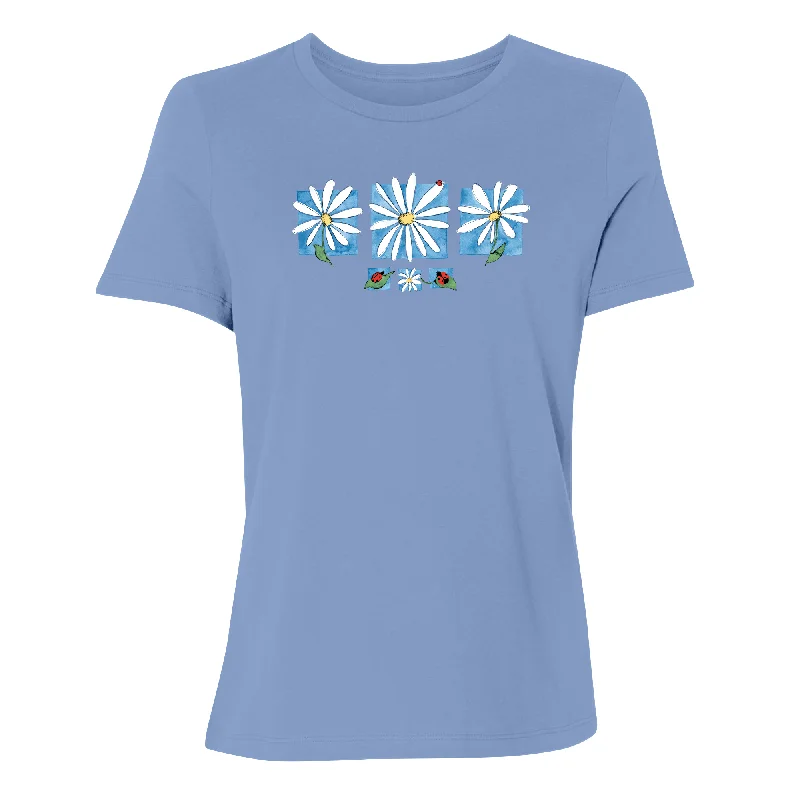 Daisies and Ladybugs Women's T-Shirt Iron Safe Non-Iron Wrinkle Free