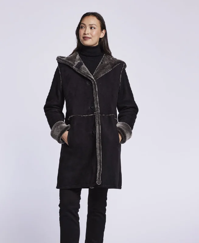 3291HD Hooded spill seam shearling Hoodie with Drawstring Waist Adjustable Fitted