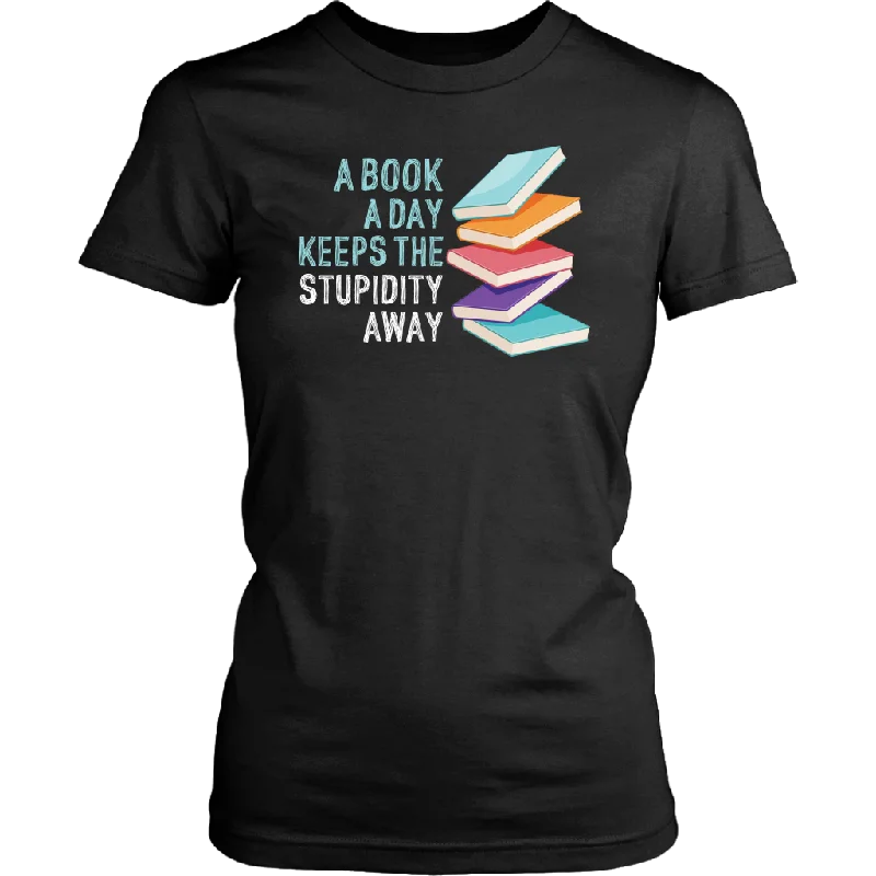 "A Book A Day" Women's Fitted T-shirt Fleece Nylon Spandex