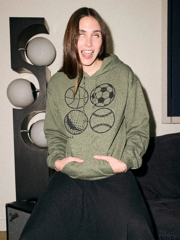 Balls Hoodie Hoodie with Zipper Placket Modern Functional