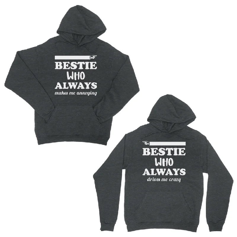 Bestie Always Matching Hoodies Dark Grey Funny BFF Christmas Gift Hoodie with Belted Waist Structured Tailored Bestie Always Matching Hoodies Dark Grey Funny BFF Christmas Gift Hoodie with Belted Waist Structured Tailored