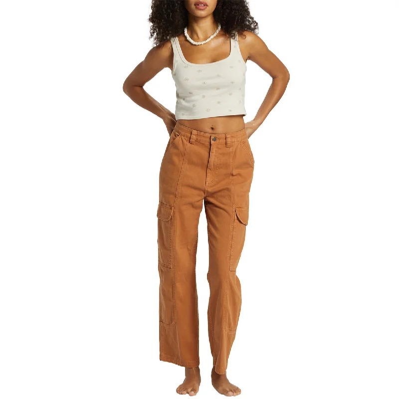 Billabong Women's Wall to Wall Denim Cargo Pants Classic Bootcut Trousers