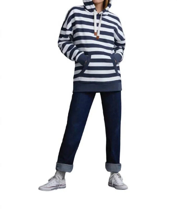 Billie Hoodie In Navy/white Hoodie with Print Artistic Unique