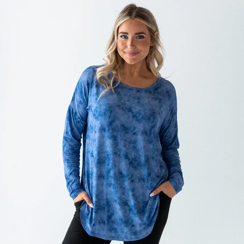 Blue Watercolor Mama Shirt Zippered Buttoned Snapped