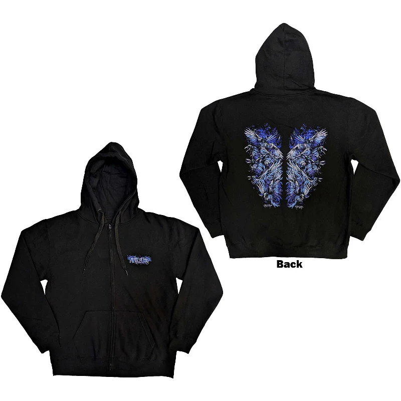 BRING ME THE HORIZON Attractive Hoodie, Blue Crow Wings Hoodie with Hem Lace Feminine Delicate