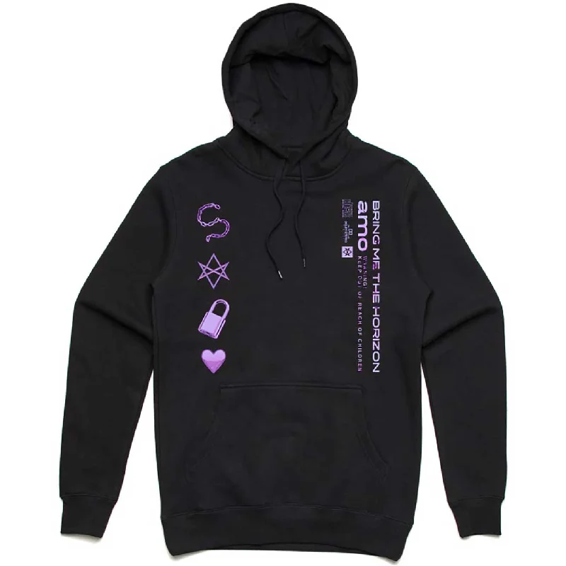BRING ME THE HORIZON Attractive Hoodie, Amo Symbols Hoodie with Ribbed Hem Stretchable Secure BRING ME THE HORIZON Attractive Hoodie, Amo Symbols Hoodie with Ribbed Hem Stretchable Secure