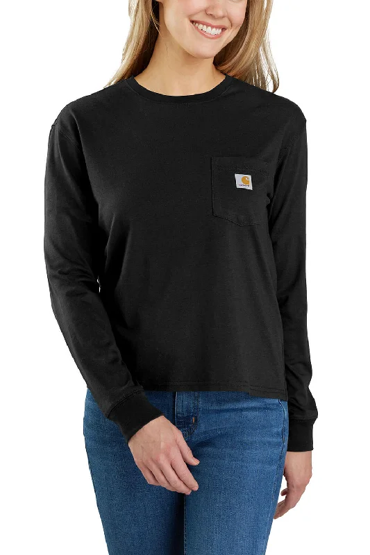 Carhartt Lightweight Pocket Long Sleeve T-Shirt for Women in Black | 106121-N04 Oversized T-Shirt Spandex breathable