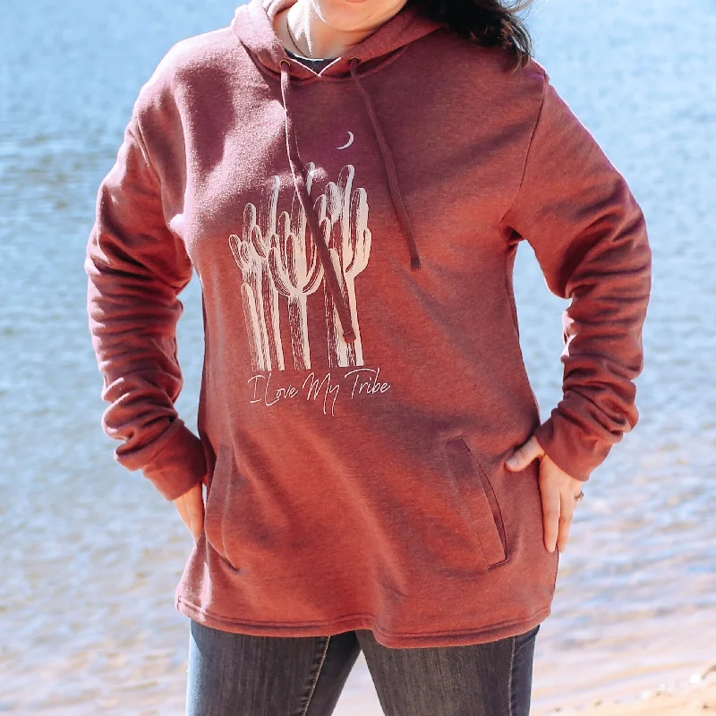 I Love My Tribe Hooded Sweat Shirt Hoodie with Hem Lace Feminine Delicate