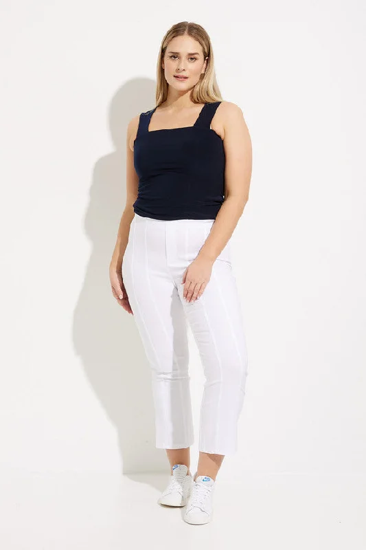 Joseph Ribkoff Pintuck Flared Pants Style 232233 White Comfortable Wide-Leg Pants