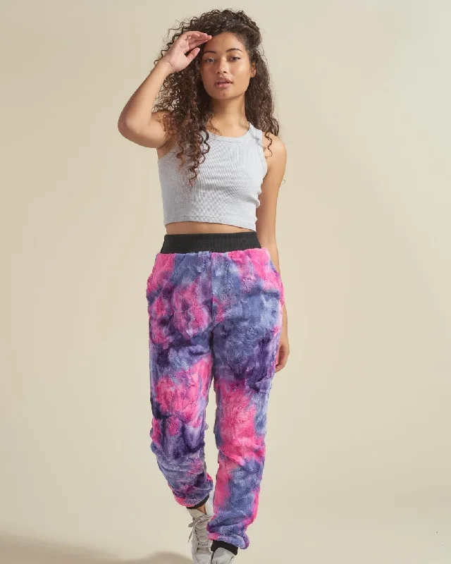 Women's Lounge Pants | Tie Dye Cotton Candy Chic Black Leggings