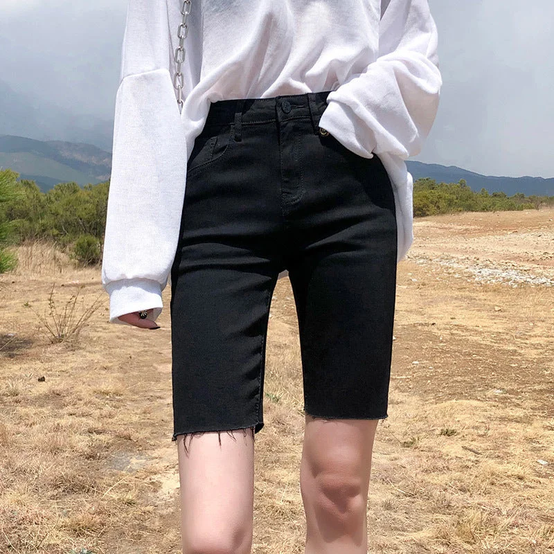Cowboy 5 five pants women summer high waist shorts tight stretch net red riding pants thin pants Comfortable Denim Pants Cowboy 5 five pants women summer high waist shorts tight stretch net red riding pants thin pants Comfortable Denim Pants