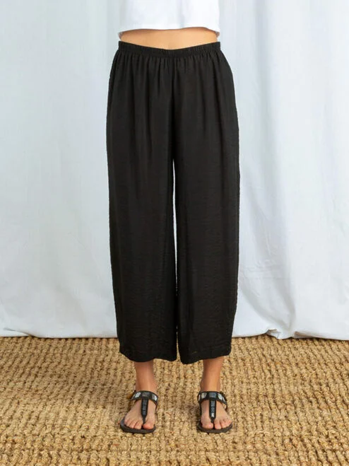 Cut-Loose Easy Crop Pants Hanky Linen Black Modern Skinny Pants