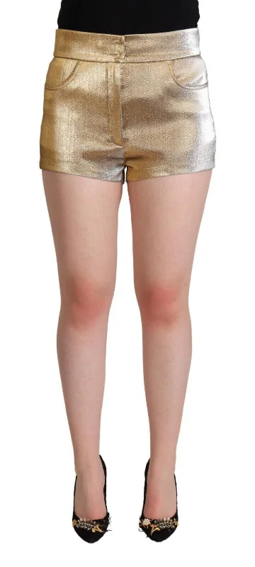 Elegant Metallic Gold Hot Pants Casual Yoga Pants