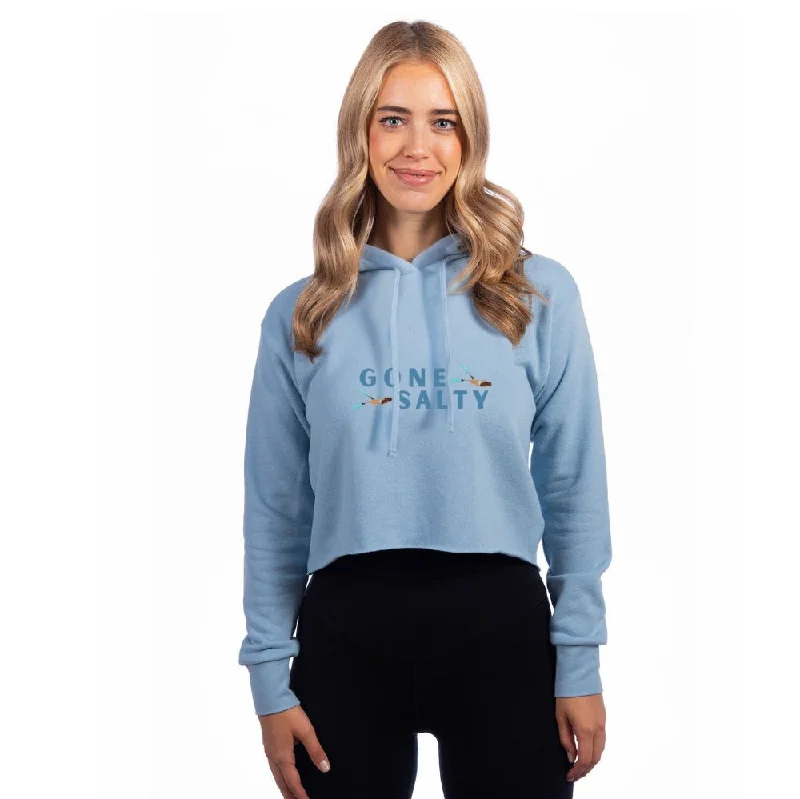 Gone Salty Feelin Free Cropped Hoodie - Blue Hoodie with Longline Fit Extended Stylish Gone Salty Feelin Free Cropped Hoodie - Blue Hoodie with Longline Fit Extended Stylish