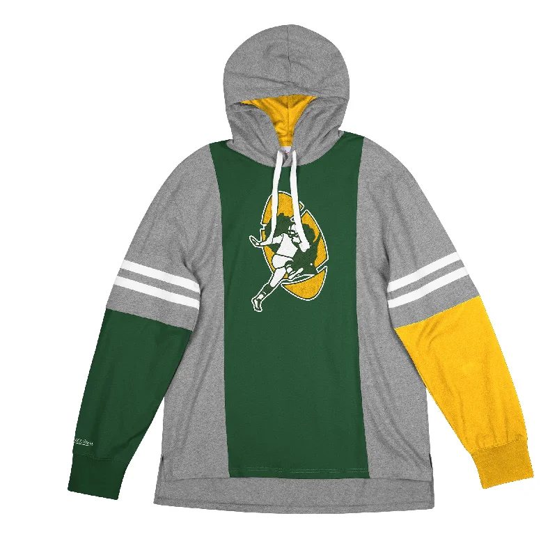 Green Bay Packers Color Blocked Long Sleeve Hooded Tee Graphic Hoodie Design Print