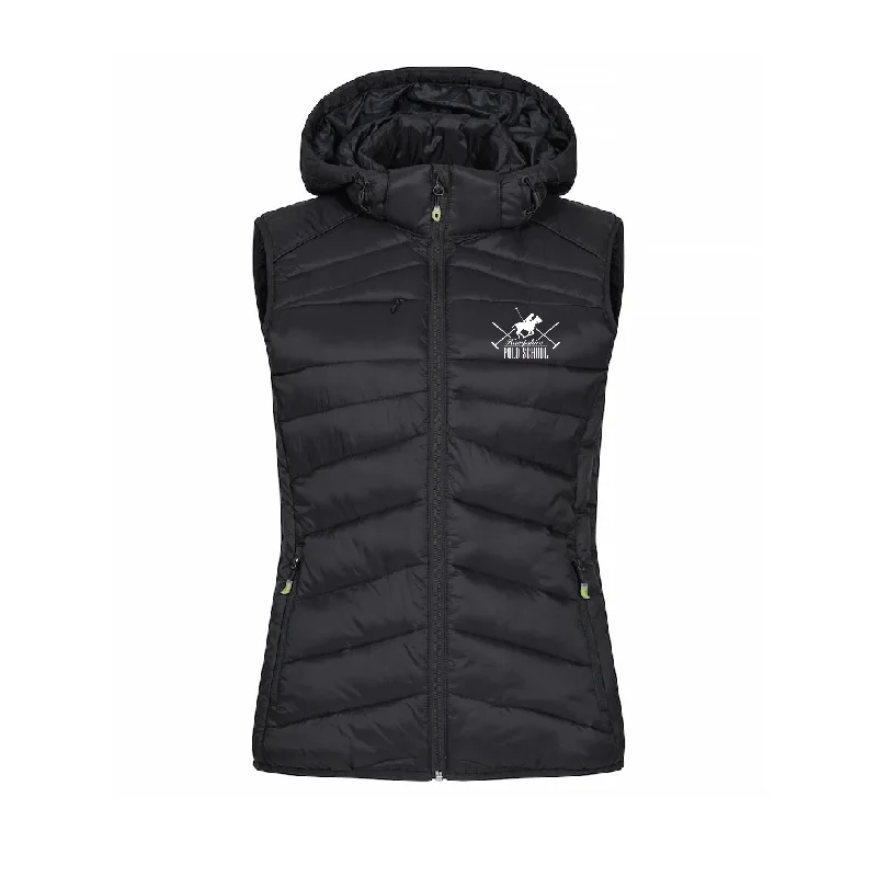 Hampshire Polo Women's Hooded Padded Gilet Hoodie with Metallic Shiny Futuristic