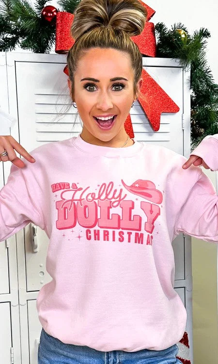 Have A Holly Dolly Christmas Graphic Sweatshirt Nylon Fabric Polyester Fabric Spandex Fabric