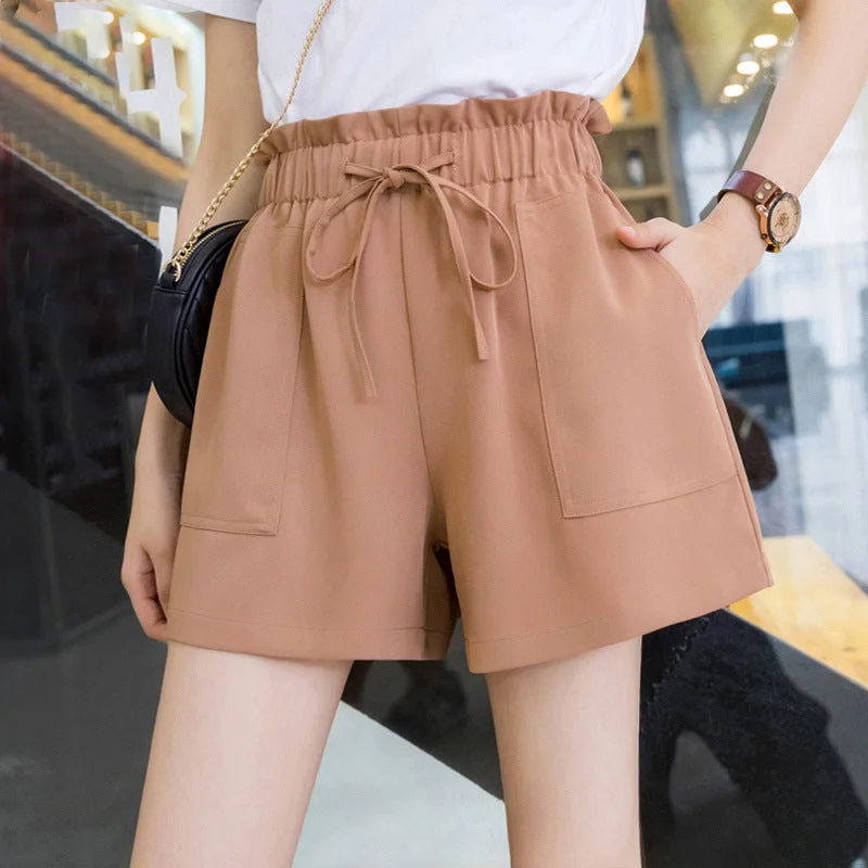 High waist shorts female summer wide shorts three pants loose pants hot pants wear version of thin large size Trendy Velvet Pants High waist shorts female summer wide shorts three pants loose pants hot pants wear version of thin large size Trendy Velvet Pants